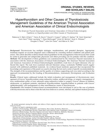 Hyperthyroidism and Other Causes of Thyrotoxicosis: Management ...