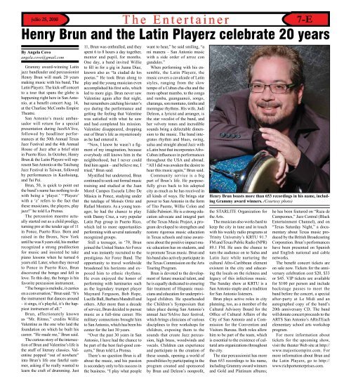 Henry Brun and the Latin Playerz - La Prensa De San Antonio