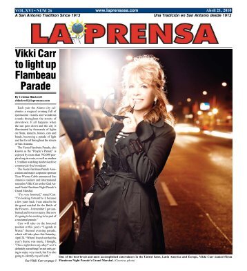 Vikki Carr to light up Flambeau Parade - La Prensa De San Antonio