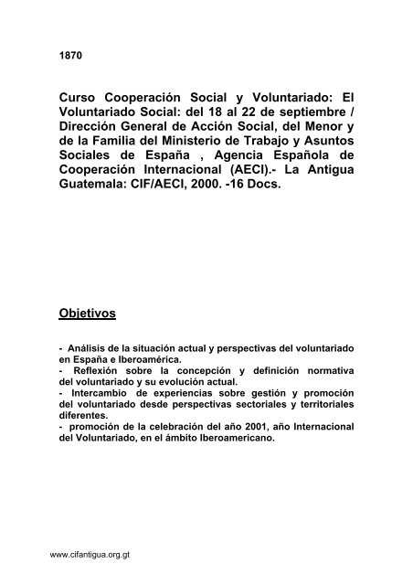 CURSO COOPERACIÓN SOCIAL Y VOLUNTARIADO: EL ...