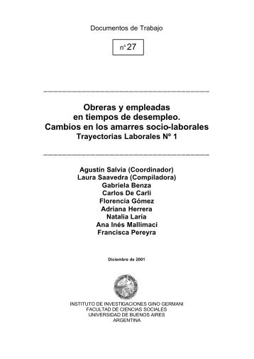 Obreras y empleadas en tiempos de desempleo. Cambios en los ...