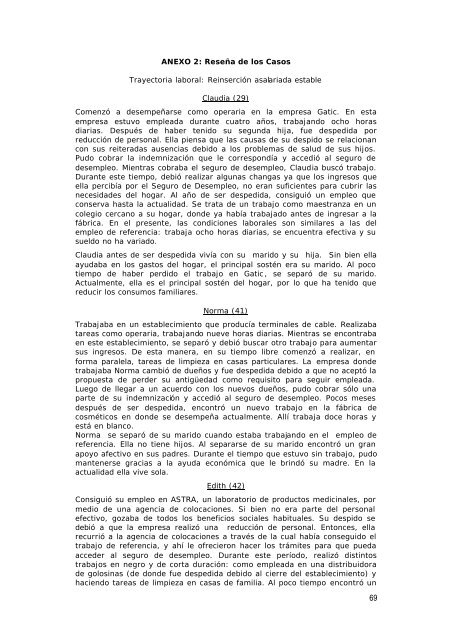 Obreras y empleadas en tiempos de desempleo. Cambios en los ...