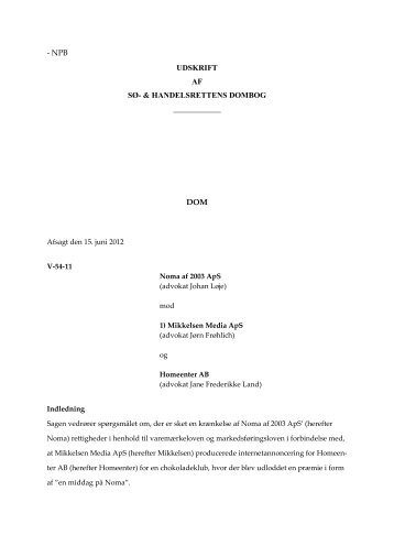 LÃ¦s dommen om NOMA. - Dansk Erhverv