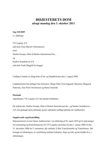 HÃJESTERETS DOM afsagt mandag den 3. oktober ... - Domstol.dk