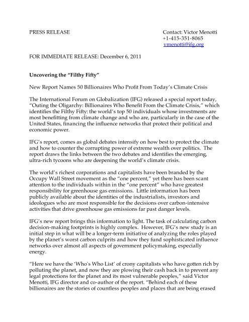 IFG_PRESS_RELEASE Contact - International Forum on Globalization