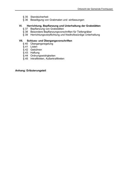 Gemeinde Fronhausen Ortsrecht 7.3 Friedhofsordnung der ...