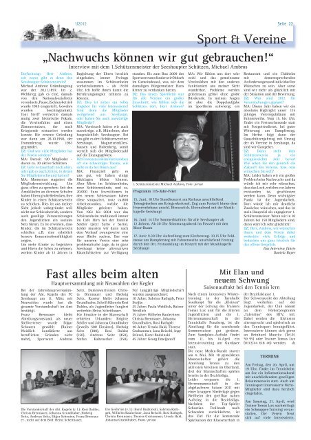 Sport & Vereine - Dorfzeitung Seeshaupt