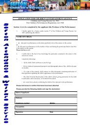 Application For Children's Entertainment Licence