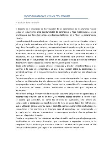 1.- Principio pedagÃ³gico 7 - Evaluar para aprender - Inicio