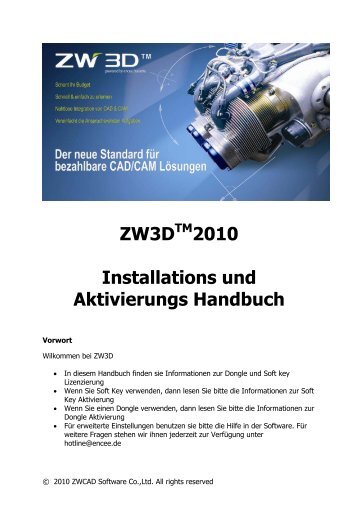 ZW3D 2010 Installations und Aktivierungs Handbuch