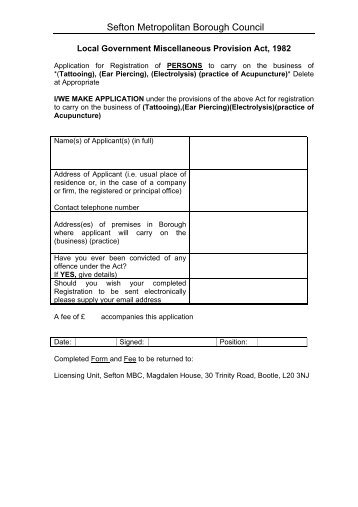 Ear tattoo application form - Sefton Council