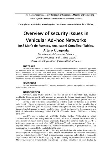 Overview of Security issues in vehicular ad-hoc networks