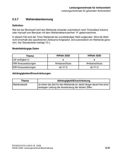 HiPath 2000 V1 Leistungsmerkmale - CK Communications