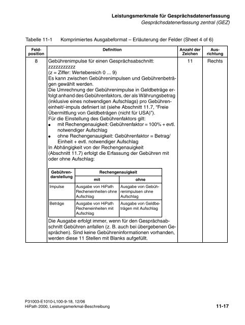 HiPath 2000 V1 Leistungsmerkmale - CK Communications