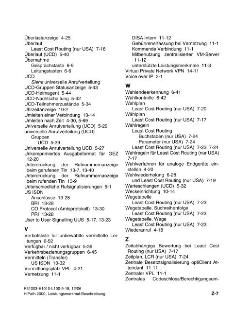 HiPath 2000 V1 Leistungsmerkmale - CK Communications