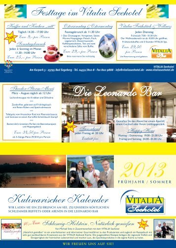 Kulinarischer Kalender - Vitalia Seehotel