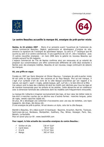 Le centre Beaulieu accueille la marque 64, enseigne de ... - Segece