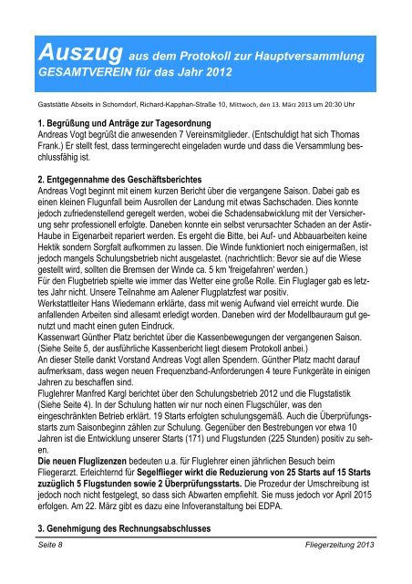 Fliegerzeitung 2013 Seite 1 - Segelflug.de