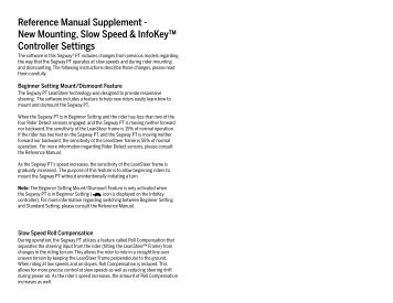 Reference Manual Supplement - New Mounting, Slow ... - Segway