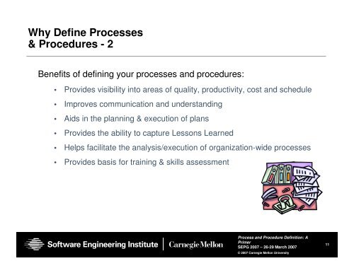 Process and Procedure Definition: A Primer - Software Engineering ...