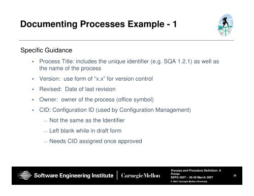 Process and Procedure Definition: A Primer - Software Engineering ...