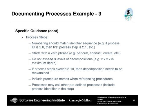Process and Procedure Definition: A Primer - Software Engineering ...