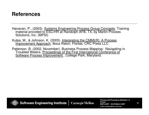 Process and Procedure Definition: A Primer - Software Engineering ...