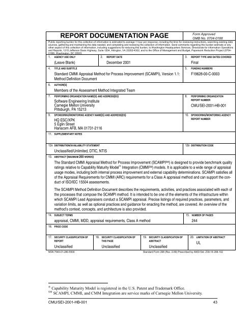 Standard CMMI Appraisal Method for Process Improvement (SCAMPI)