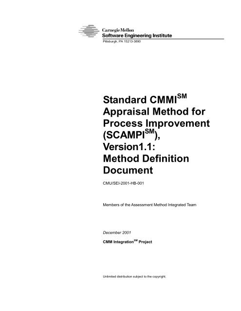 Standard CMMI Appraisal Method for Process Improvement (SCAMPI)