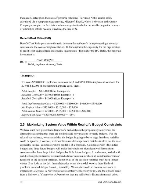 SQUARE Project: Cost/Benefit Analysis Framework for Information ...