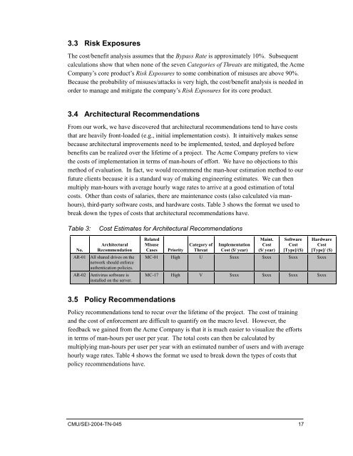 SQUARE Project: Cost/Benefit Analysis Framework for Information ...