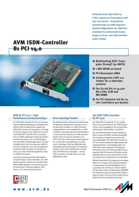 AVM ISDN-Controller B1 PCI v4.0 - Computer-Tempel