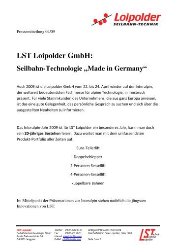 LST Loipolder GmbH: - Seilbahn.net
