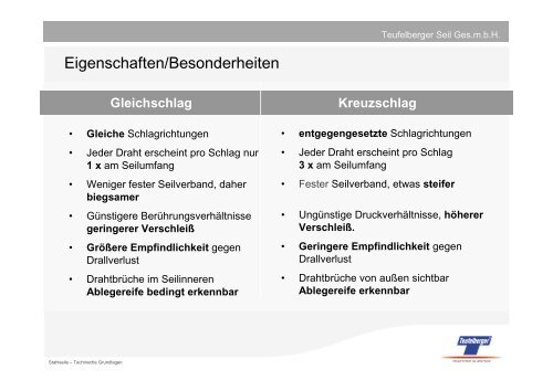 STAHLSEILE Technische Grundlagen - Seilbahn.net