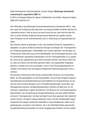 Marburger Konzentrationstraining für Jugendliche - ergotherapie ...