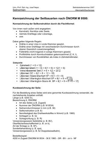 Kennzeichnung der Seilkonstruktion durch die ... - Seilbahn.net