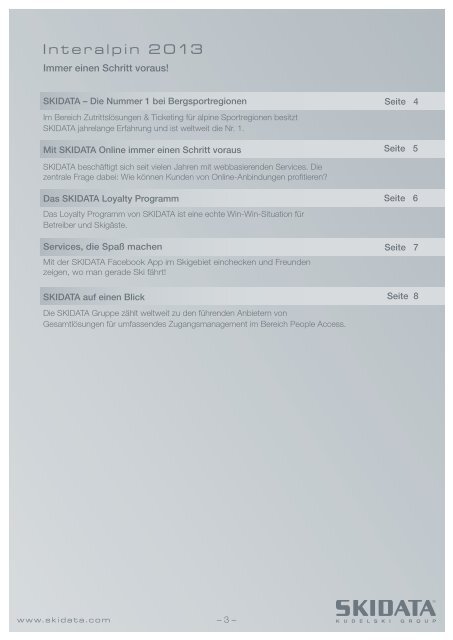 SKIDATA Pressemappe Interalpin 2013 - Seilbahn.net