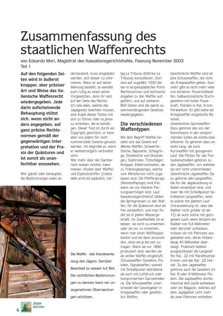 Waffenrecht Teil 1:JaÌˆgerzeitung_1_2004