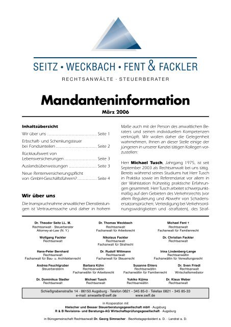 Informationen zu den Themen - Rechtsanwalt / Steuerberater ...