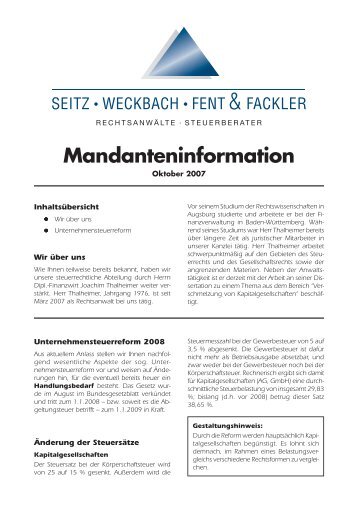 Informationen zum Thema - Rechtsanwalt / Steuerberater Augsburg ...