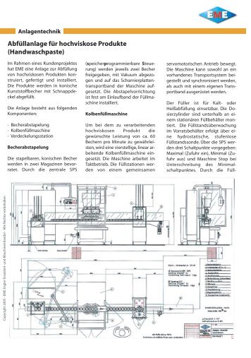 Abfüllanlage für hochviskose Produkte - EME Engler Maschinen