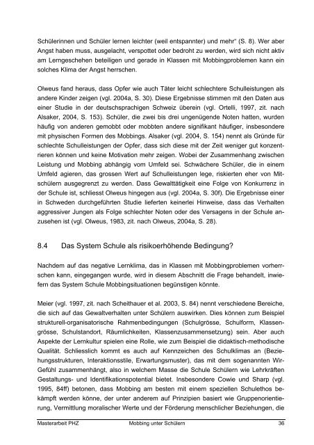 Mobbing unter SchÃ¼lern Masterarbeit - Sekundarstufe I ...