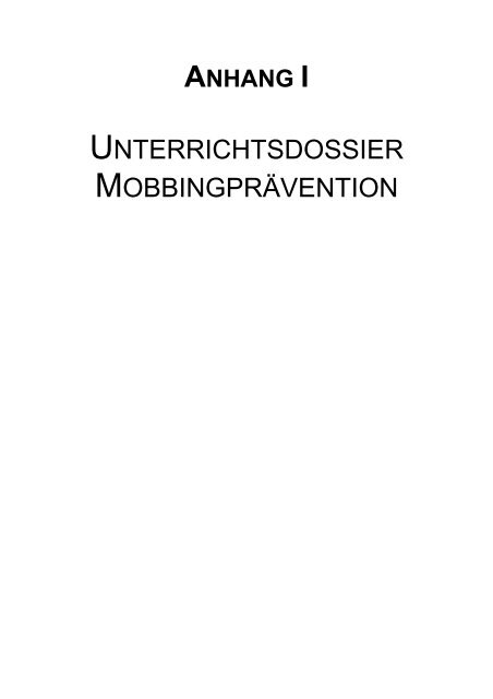 Mobbing unter SchÃ¼lern Masterarbeit - Sekundarstufe I ...