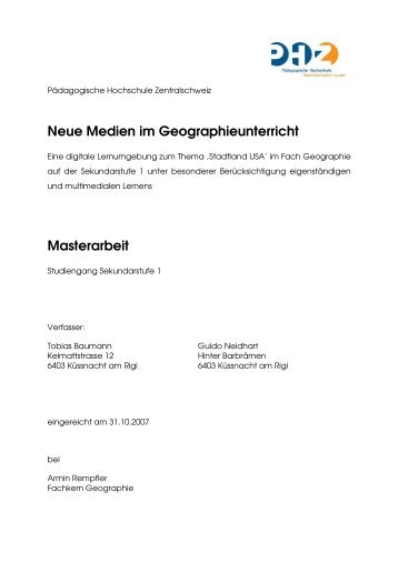 Neue Medien im Geographieunterricht Masterarbeit