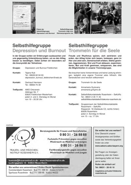 Selbsthilfegruppen - Selbsthilfekontaktstelle Rosenheim - SeKoRo