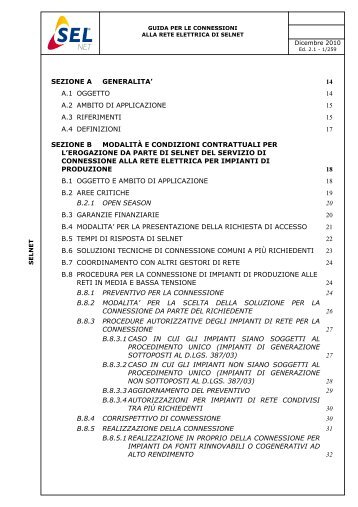 Guida per le connessioni alla rete SELNET