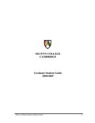 Graduate Student Guide 2004/05 - Selwyn College - University of ...