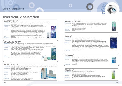 Overzicht vloeistoffen AOSEPT® PLUS - CIBA Vision Benelux