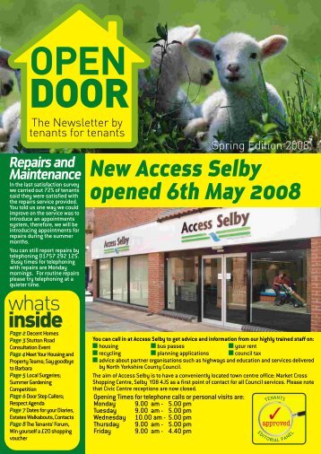 New Access Selby opened 6th May 2008 - Selby District Council