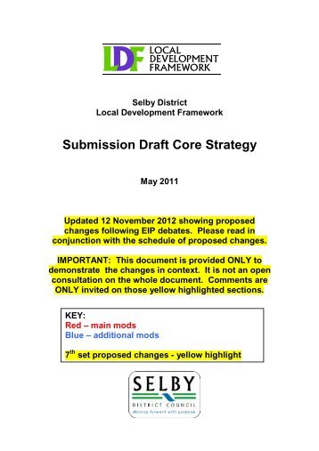 Tracked Version of Core Strategy, November 2012 - Selby District ...